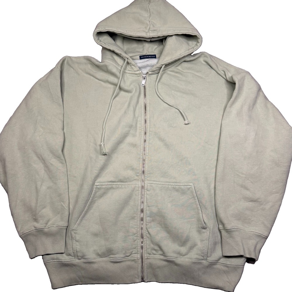 Brandy Melville Hoodie Sweatshirt Womens One Size Olive Green Full Zip Fleece